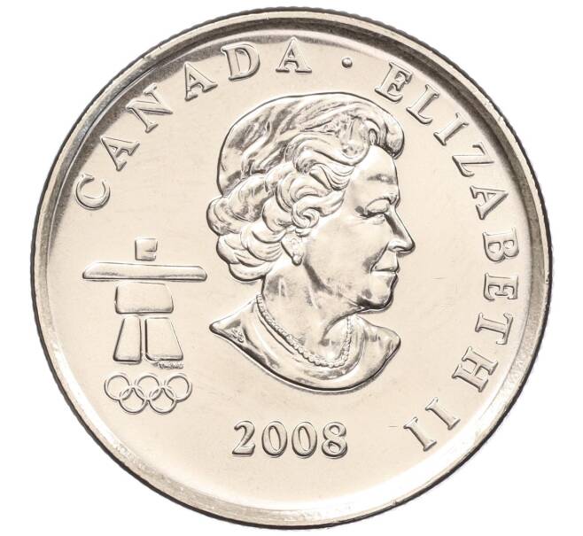 Монета 25 центов 2008 года Канада «XXI зимние Олимпийские Игры в Ванкувере 2010 года — Бобслей» (Артикул M2-60411)