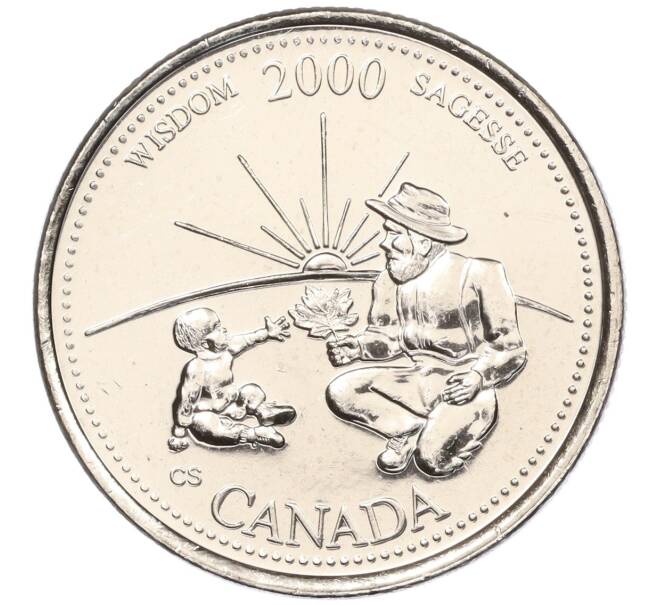 Монета 25 центов 2000 года Канада «Миллениум — Мудрость» (Артикул M2-60413)