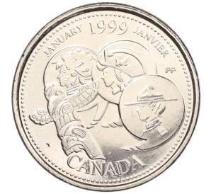 25 центов 1999 года Канада «Миллениум — Январь 1999 года (Развитие страны)» — Фото №1