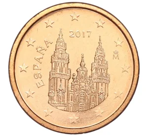 1 евроцент 2017 года Испания