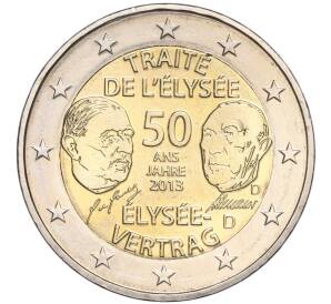 2 евро 2013 года D Германия «50 лет подписанию Елисейского договора» — Фото №1