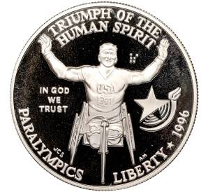 1 доллар 1996 года Р США «X летние Паралимпийские игры 1996 в Атланте — Гонки на колясках»