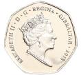 Монета 50 пенсов 2018 года Гибралтар «Приматы — Красный колобус» (Цветное покрытие) (Артикул M2-60683)