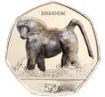 Монета 50 пенсов 2018 года Гибралтар «Приматы — Бабуин» (Цветное покрытие) (Артикул M2-60684)