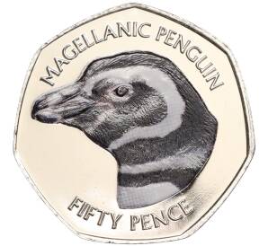 50 пенсов 2018 года Фолклендские острова «Магелланов пингвин» (Цветное покрытие)