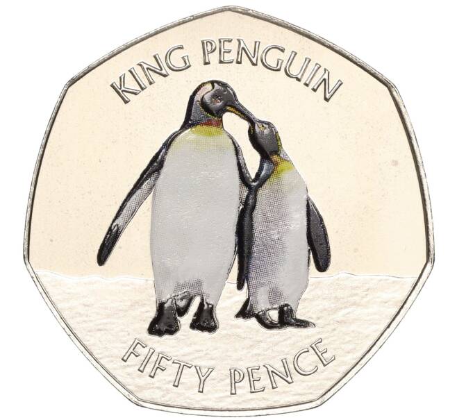 Монета 50 пенсов 2017 года Фолклендские острова «Королевский пингвин» (Цветное покрытие) (Артикул M2-60697)