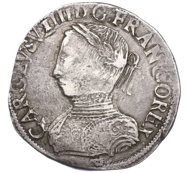 Монета Тестон 1563 года Франция (Наварра) — Карл IX (Артикул: M2-60823) — Фото №1
