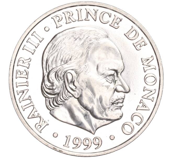 Монета 100 франков 1999 года Монако «50 лет правлению Ренье III» (Артикул M2-60845)