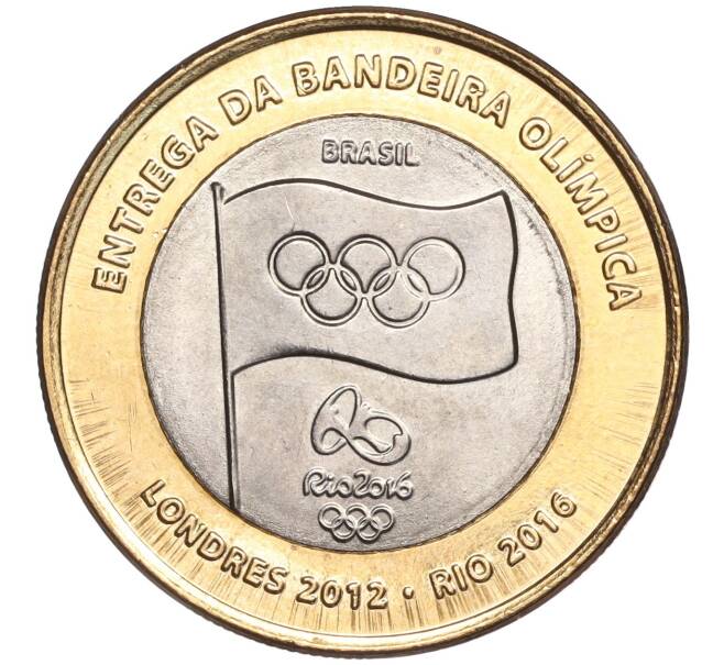 1 реал 2012 года Бразилия «XXXI летние Олимпийские Игры 2016 в Рио-де-Жанейро — Эстафета передачи олимпийского флага»