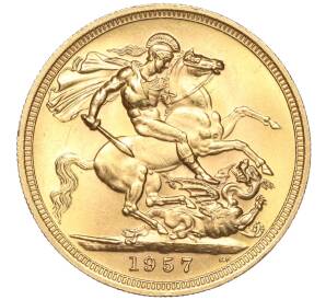 1 соверен 1957 года Великобритания — Фото №1