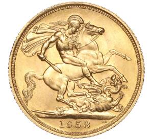 1 соверен 1958 года Великобритания — Фото №1