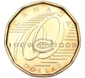 1 доллар 2009 года Канада «100 лет хоккейному клубу Монреаль Канадиенс» — Фото №1