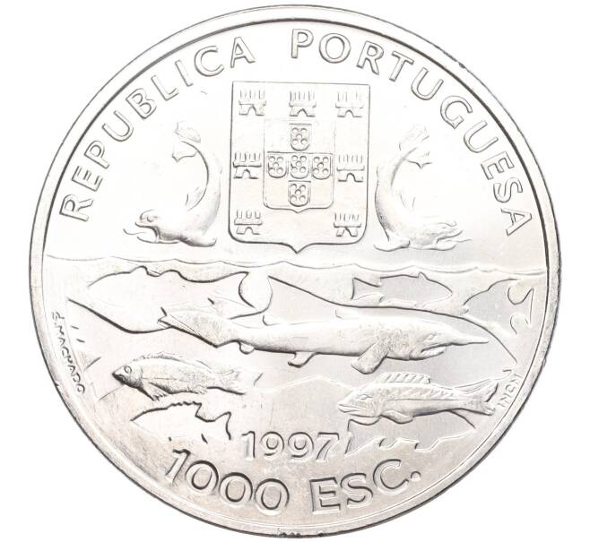 Монета 1000 эскудо 1997 года Португалия «100 лет океанографическим экспедициям» (Артикул M2-61446)