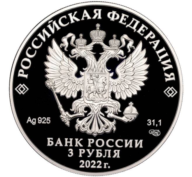 Монета 3 рубля 2022 года СПМД «100 лет образованию в составе отечественных органов безопасности контрразведывательных подразделений» (Артикул M1-48565)
