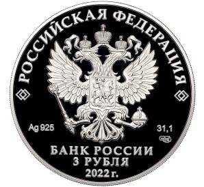 3 рубля 2022 года СПМД «Алмазный фонд России — Нагрудный знак с портретом Петра I»