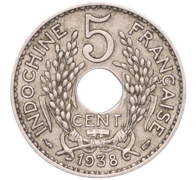 Монета 5 сантимов 1938 года Французский Индокитай (Артикул M2-62207)