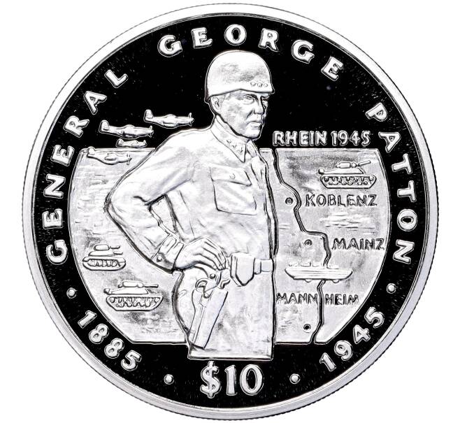 Монета 10 долларов 1995 года Либерия «Вторая Мировая война — Джордж Смит Паттон» (Артикул M2-62268)