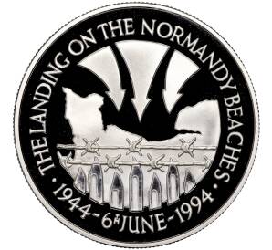50 пенсов 1994 года Острова Святой Елены и Вознесения «50 лет высадке в Нормандии 6 июня»