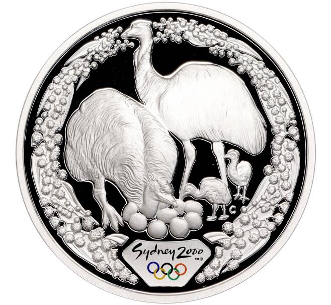 Монета 5 долларов 2000 года Австралия «Олимпийские игры 2000 в Сиднее — Эму с птенцами» (Артикул M2-62319)