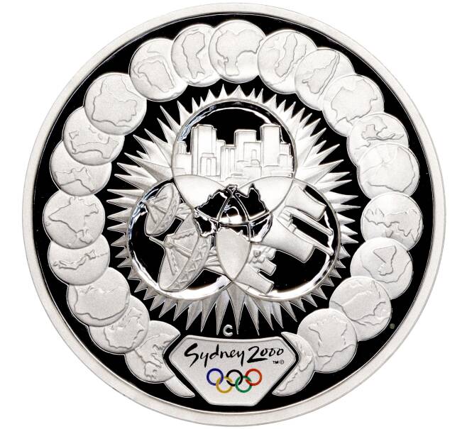 Монета 5 долларов 2000 года Австралия «Олимпийские игры 2000 в Сиднее — Радиотелескоп и электростанция» (Артикул M2-62320)