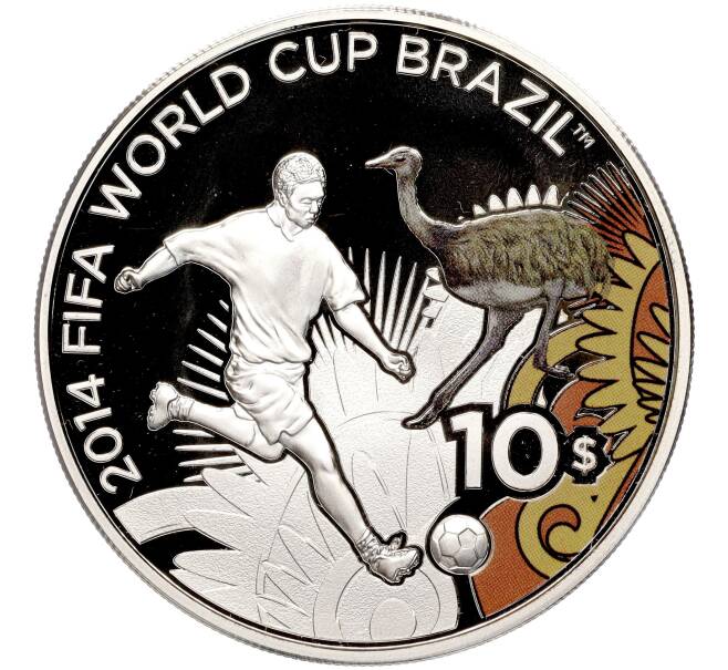 Монета 10 долларов 2012 года Соломоновы острова «Чемпионат мира по футболу 2014 в Бразилии» (Артикул M2-62359)