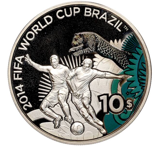 Монета 10 долларов 2012 года Фиджи «Чемпионат Мира по футболу 2014 в Бразилии» (Артикул M2-62360)