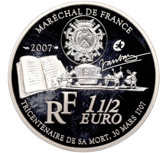Монета 1 1/2 евро 2007 года Франция «300 лет со дня смерти Себастьена Ле Претра де Вобана» (Артикул M2-62448)