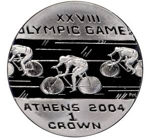 1 крона 2004 года Остров Мэн «XXVIII летние Олимпийские Игры 2004 в Афинах — Велоспорт»