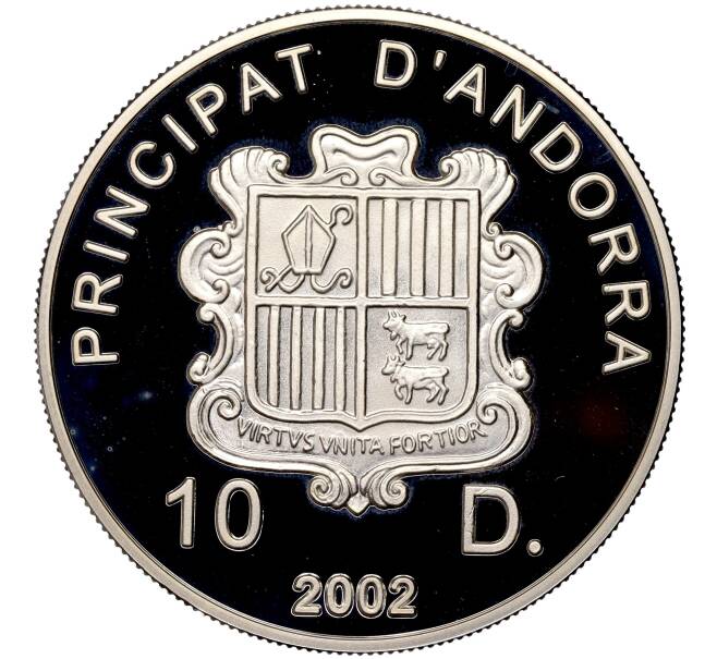 Монета 10 динеров 2002 года Андорра «XIX зимние Олимпийские Игры 2002 в Солт-Лейк-Сити» (Артикул M2-62604)