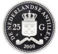 Монета 25 гульденов 2000 года Нидерландские Антильские острова «XXVII летние Олимпийские игры 2000 в Сиднее — Плавание» (Артикул M2-62634)