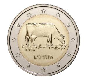 2 евро 2016 года Латвийская бурая корова — Фото №1