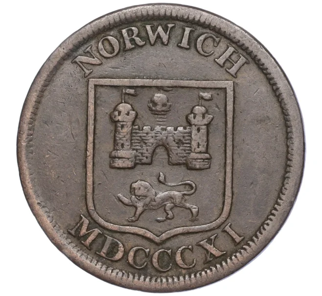 Монета Токен 1/2 пенни 1811 года Великобритания (Норвич) (Артикул K11-91883)