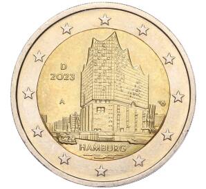 2 евро 2023 года А Германия «Федеральные земли Германии — Гамбург (Эльбская филармония)»