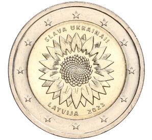 2 евро 2023 года Латвия «Украина (Подсолнух)» — Фото №1