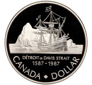 1 доллар 1987 года Канада «400 лет открытию пролива Дейвиса» — Фото №1