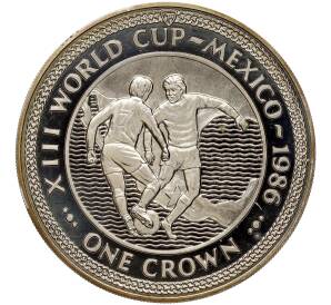 1 крона 1986 года Остров Мэн «Чемпионат мира по футболу 1986 в Мексике»