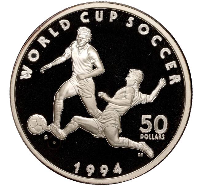 Монета 50 долларов 1994 года Маршалловы острова «Чемпионат мира по футболу 1994» (Артикул M2-63946)