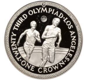 1 крона 1984 года Остров Мэн «XXIII летние Олимпийские Игры 1984 в Лос-Анджелесе — бег»