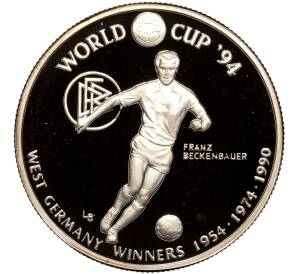 20 крон 1993 года Теркс и Кайкос «Чемпионат мира по футболу 1994 — Германия чемпион 1954-1974-1990»
