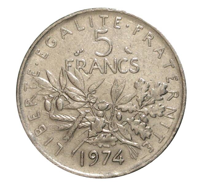 Монета 5 франков 1974 года (Артикул: M2-10075) — Фото №1