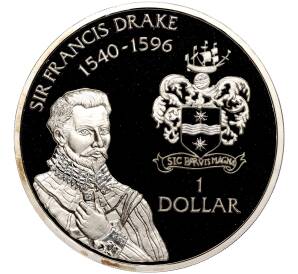 1 доллар 1994 года Каймановы острова «Сэр Фрэнсис Дрейк» — Фото №1