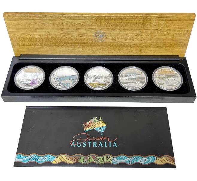 Набор из 5 монет 1 доллар 2008 года Австралия «Откройте Австралию» (Артикул K11-94129)