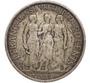 20 центов (1 франк) 1907 года Датская Вест-Индия — Фото №1
