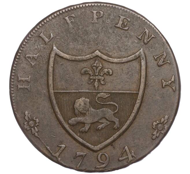 Монета Токен 1/2 пенни 1794 года Великобритания (Ланкастер — Джон Гонт) (Артикул: K3-0175) — Фото №2