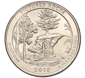 1/4 доллара (25 центов) 2018 года P США «Национальные парки — №41 Национальное побережье живописных камней»