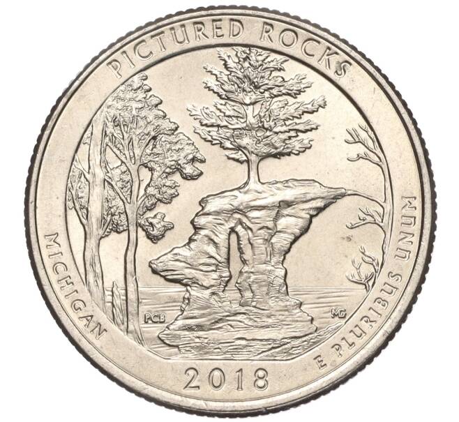 Монета 1/4 доллара (25 центов) 2018 года P США «Национальные парки — №41 Национальное побережье живописных камней» (Артикул K11-94485)