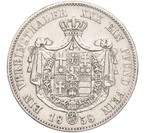 1 союзный талер 1858 года Гессен-Кассель — Фото №2