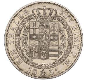 1 талер 1851 года Гессен-Кассель — Фото №2
