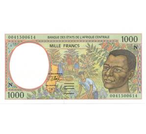 1000 франков 2000 года Центрально-Африканский валютный союз — литера N (Экваториальная Гвинея)