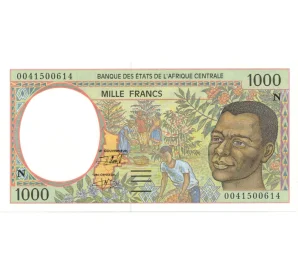 1000 франков 2000 года Центрально-Африканский валютный союз — литера N (Экваториальная Гвинея)